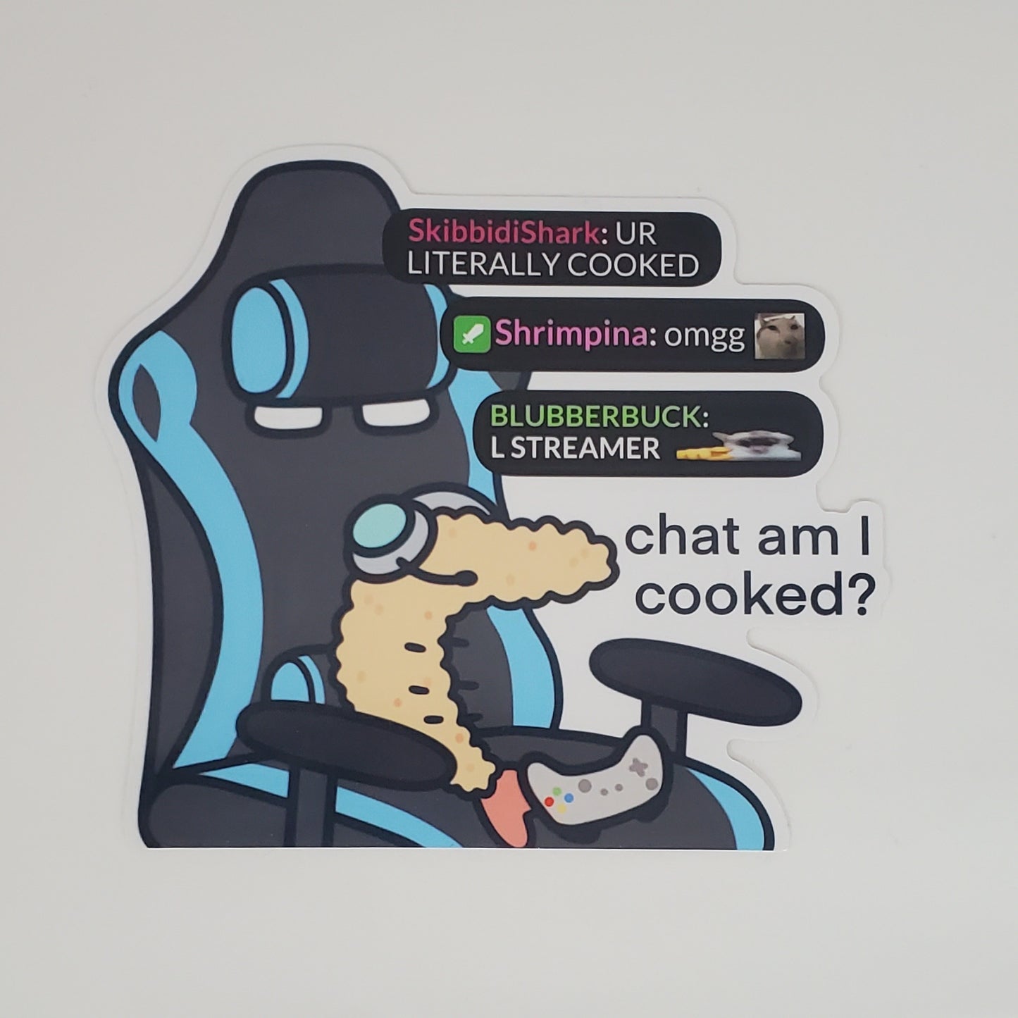 Streamer Shrimp Cooked LARGE Vinyl Sticker