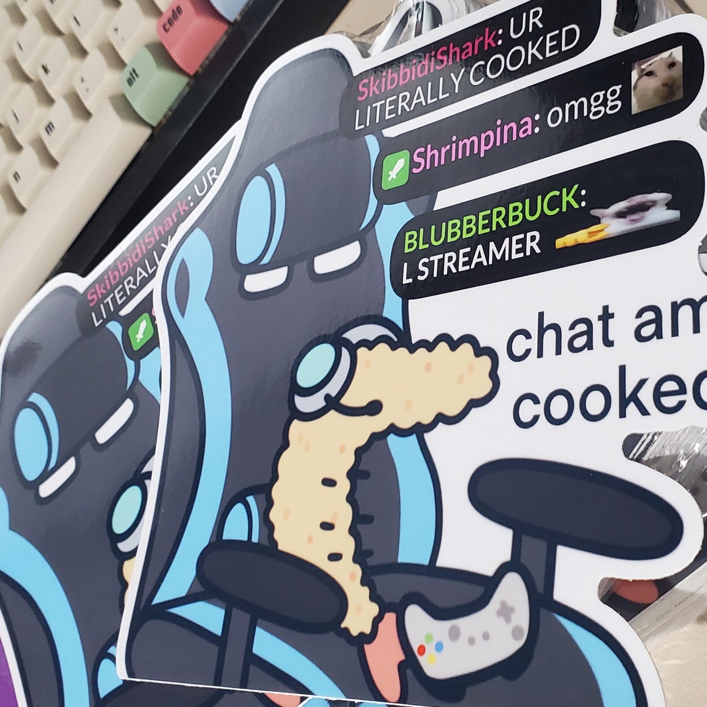 Streamer Shrimp Cooked LARGE Vinyl Sticker