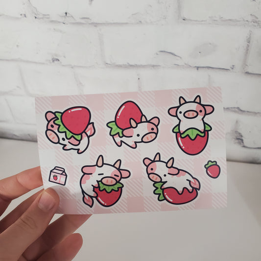 Strawberry Cow Sticker Sheet