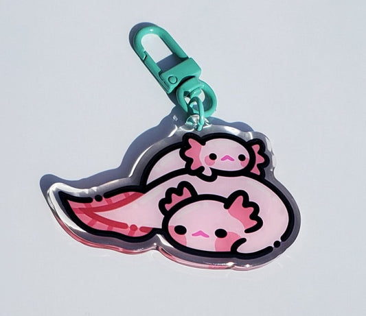 Axolotl Love Double Sided Acrylic Charm