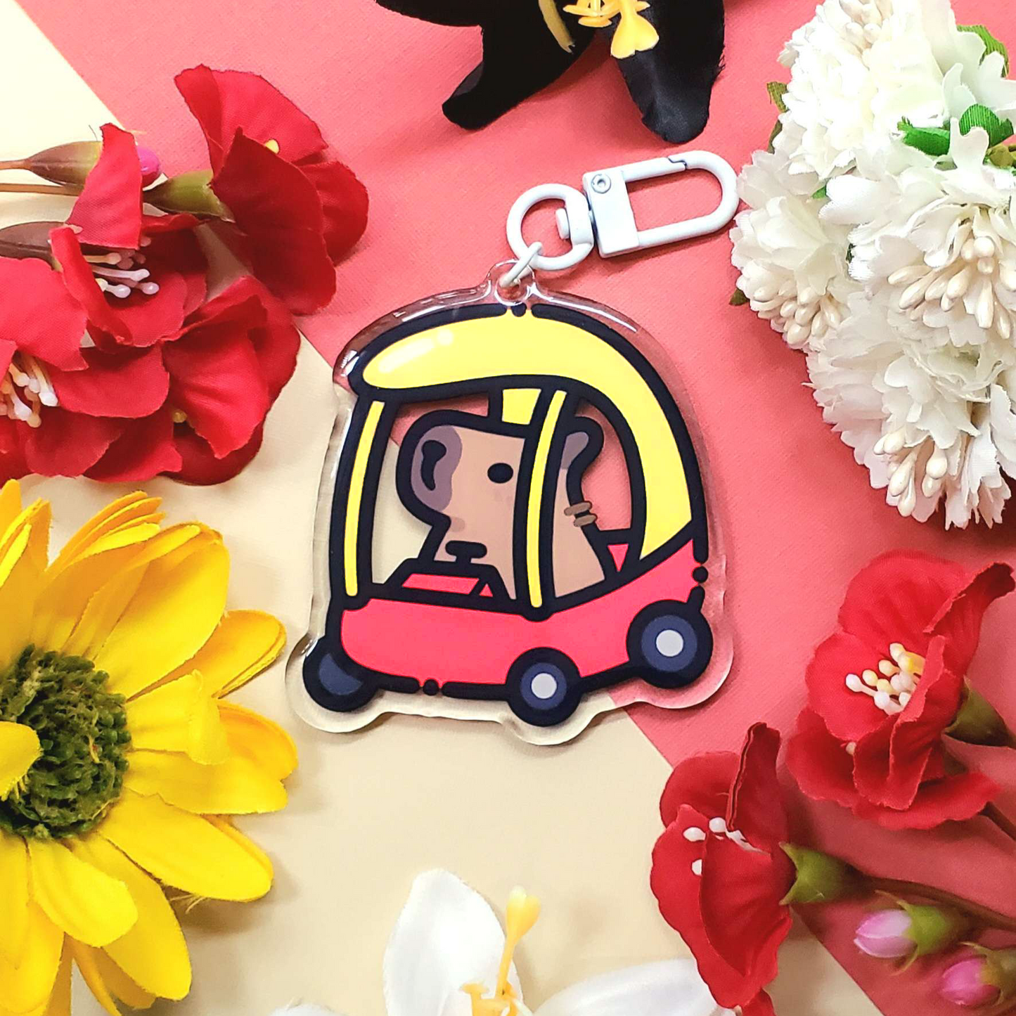 Capybara Car Double Sided Acrylic Charm