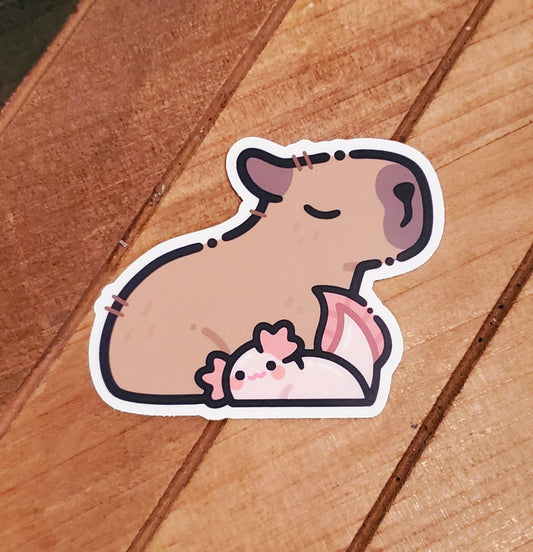 Capybara & Axolotl Nap Sticker