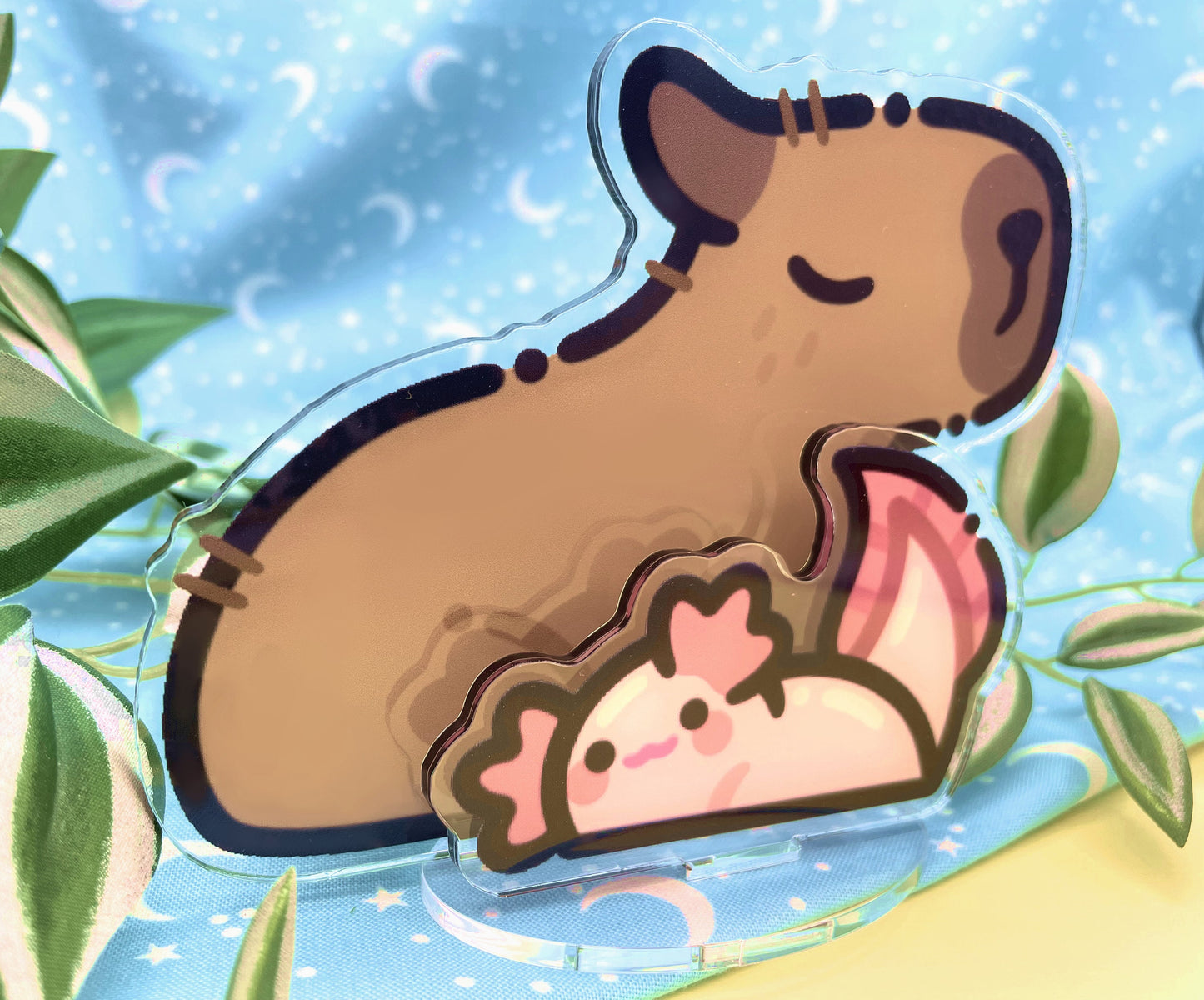 Capybara & Axolotl Layered Acrylic Stand