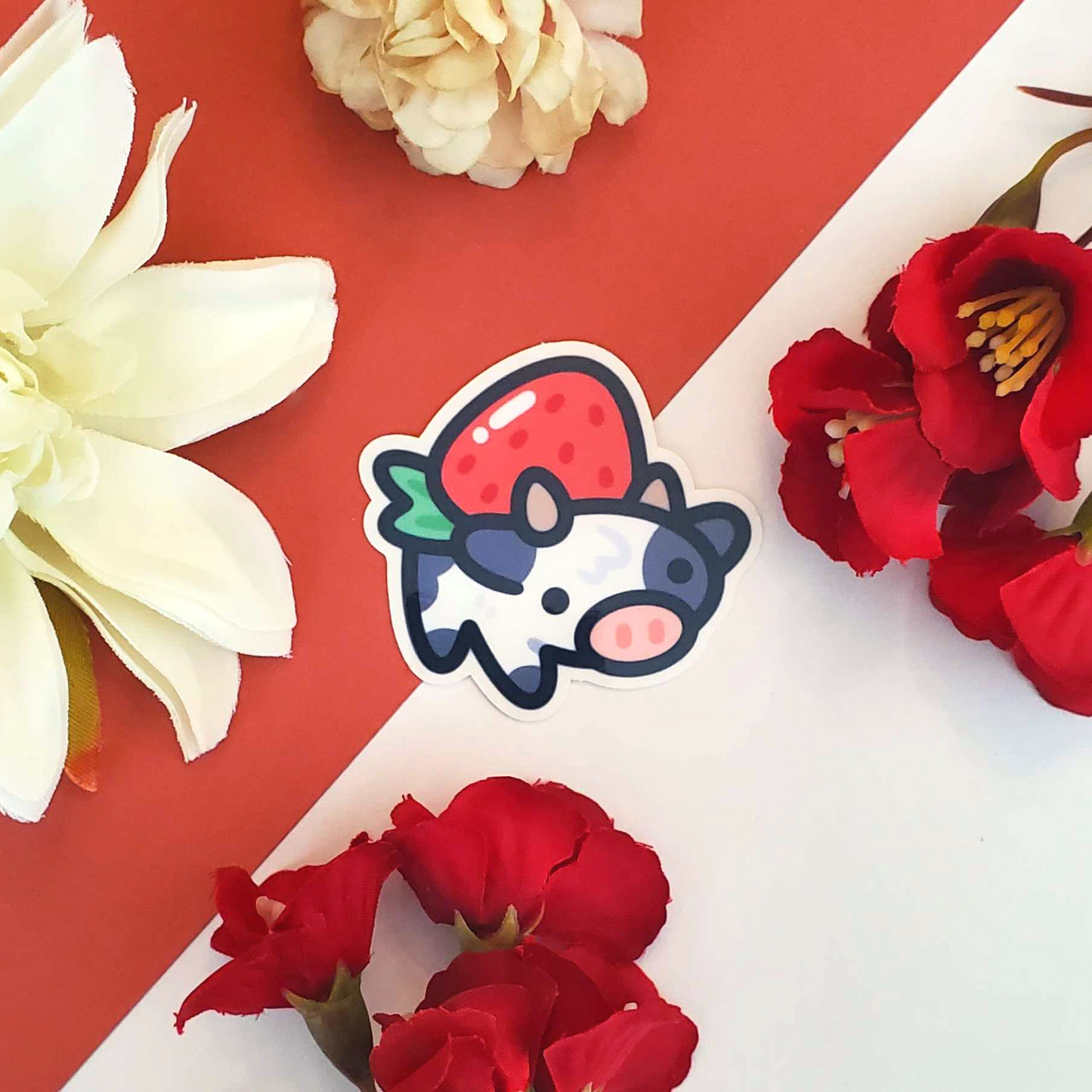 Strawberry Cow Clear Sticker