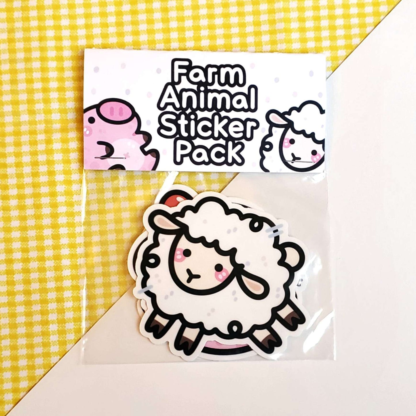 Farm Animal Sticker Pack - Sheep, Pig, Cow, & Chicken