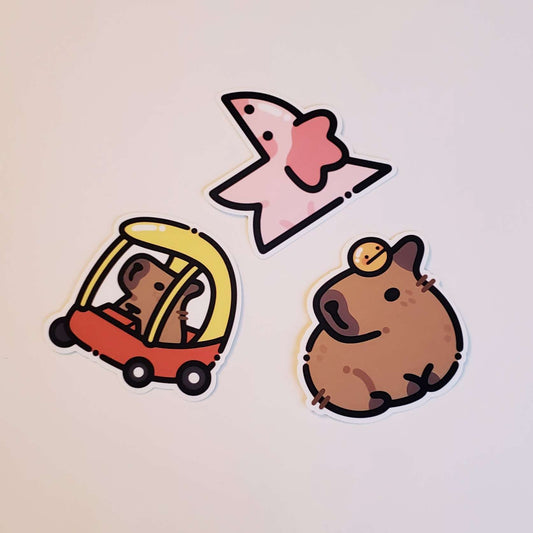 EveoArt Original Sticker Bundle - Capybara & Axolotl