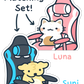 Gamer Suni & Luna Couple Peeker Stickers
