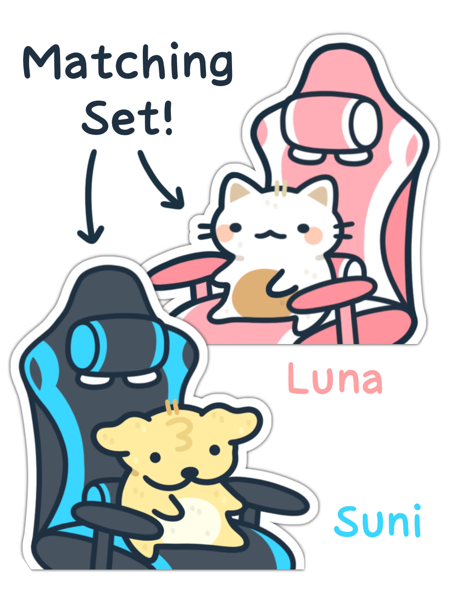 Gamer Suni & Luna Couple Peeker Stickers