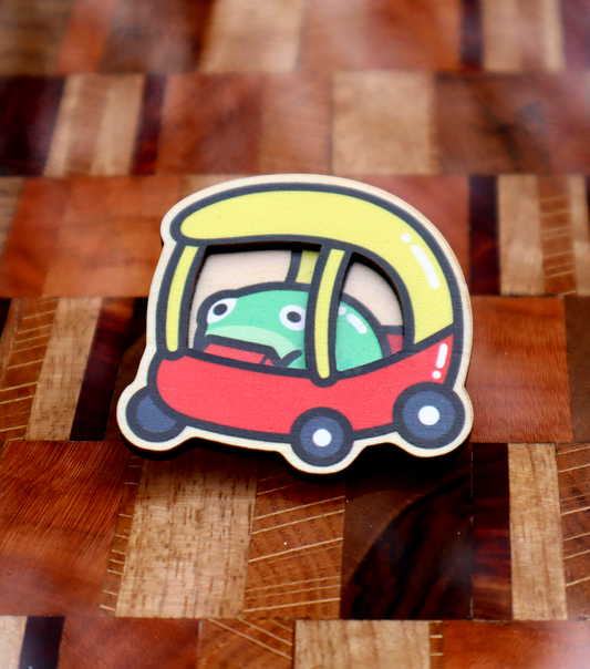 Froggy Car Multilayered Wooden Pin