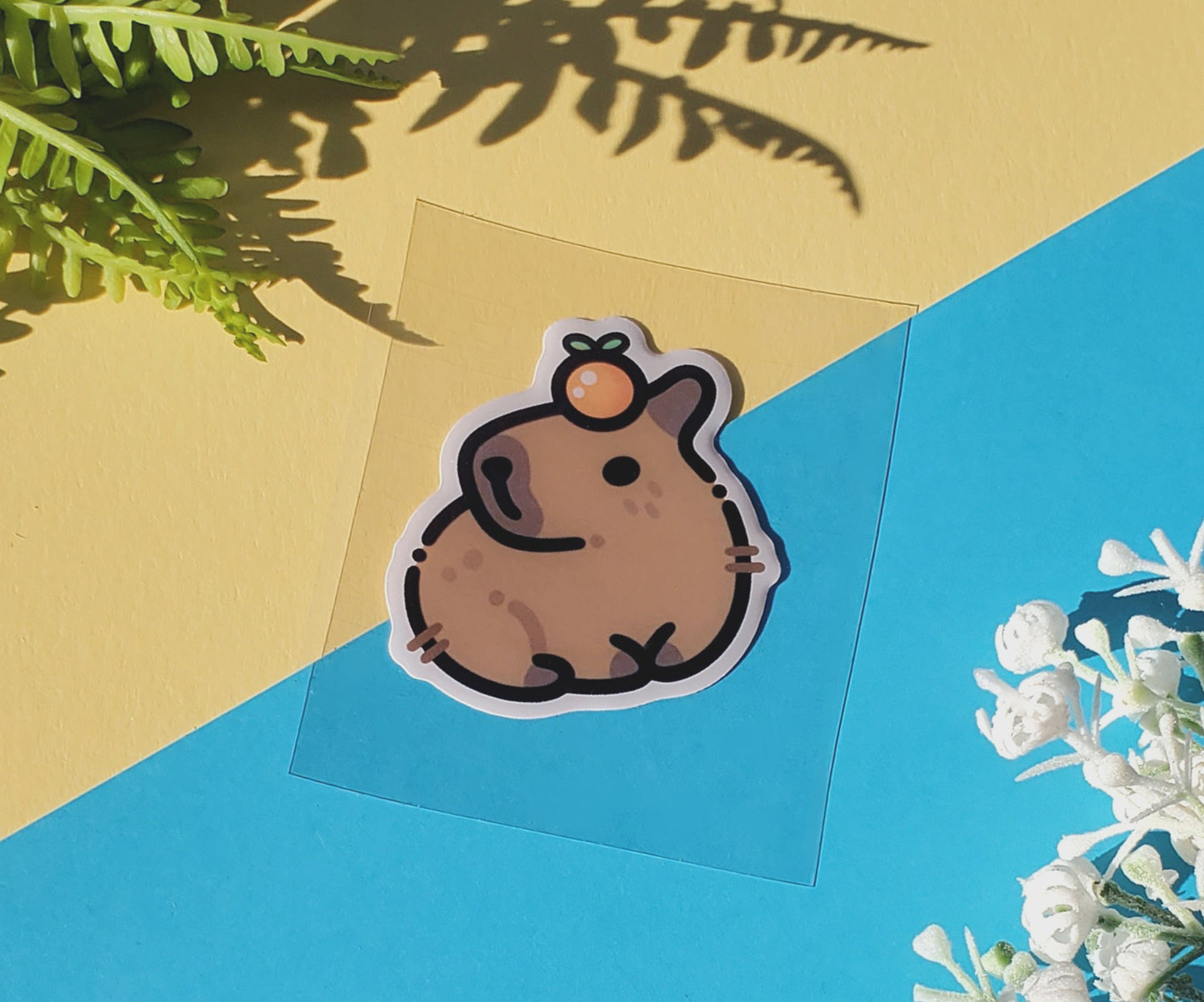 Capybara Orange Epoxy Sticker