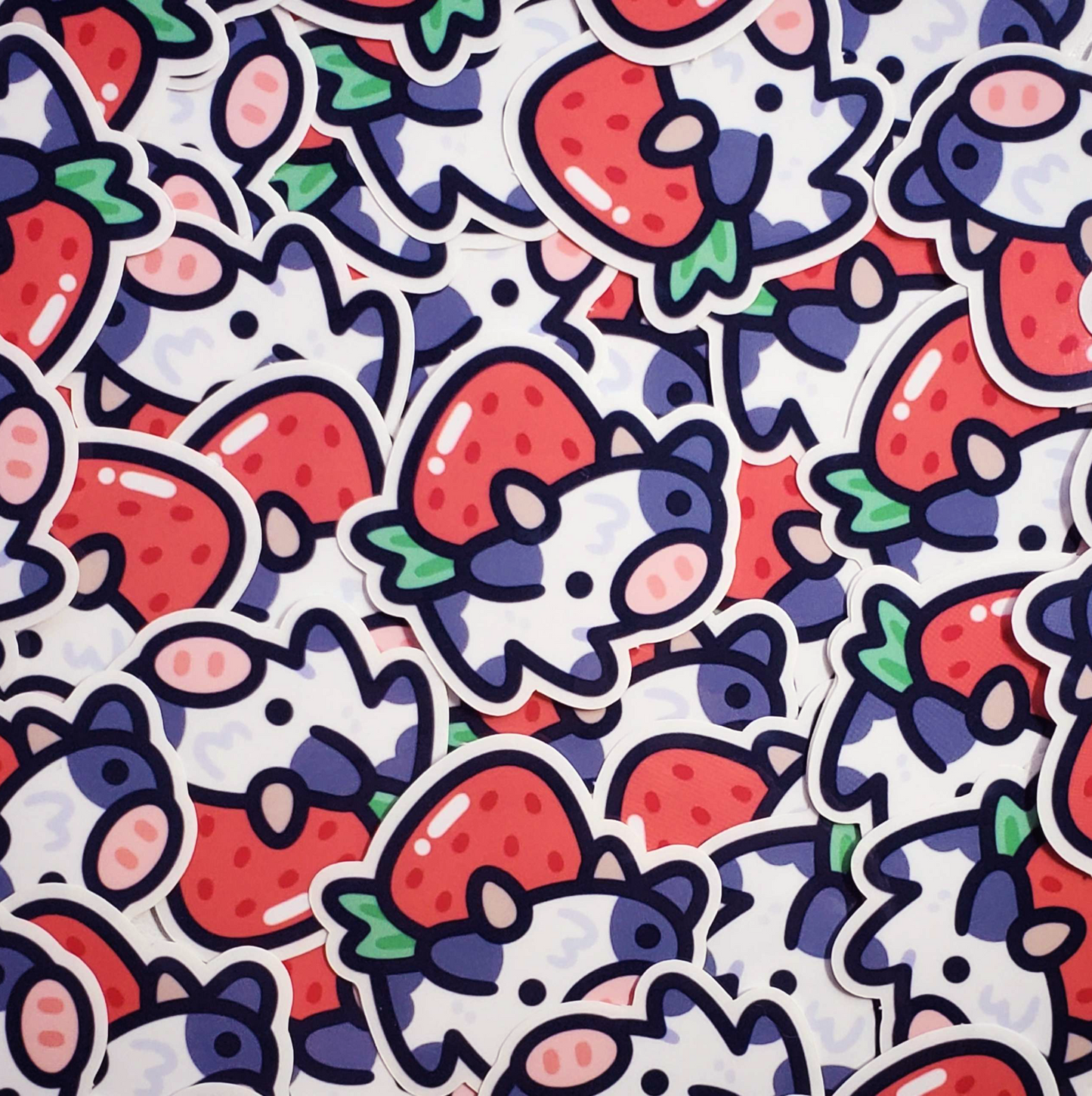 Strawberry Cow Clear Sticker